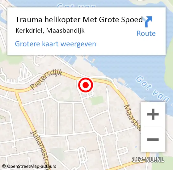 Locatie op kaart van de 112 melding: Trauma helikopter Met Grote Spoed Naar Kerkdriel, Maasbandijk op 11 april 2022 19:03