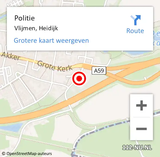 Locatie op kaart van de 112 melding: Politie Vlijmen, Heidijk op 11 april 2022 19:11