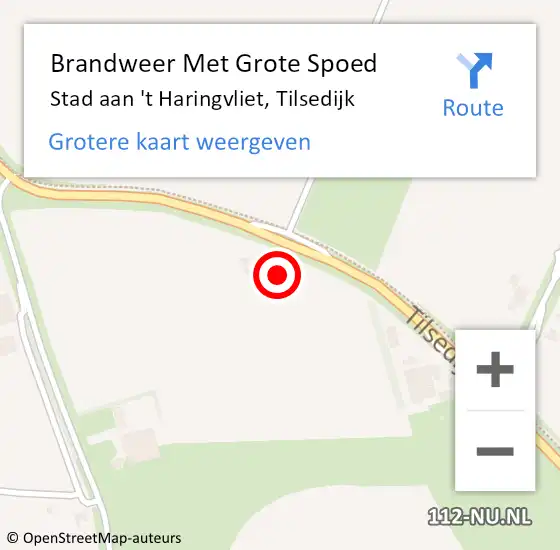 Locatie op kaart van de 112 melding: Brandweer Met Grote Spoed Naar Stad aan 't Haringvliet, Tilsedijk op 11 april 2022 19:58