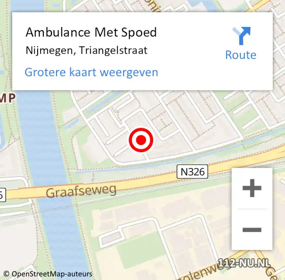 Locatie op kaart van de 112 melding: Ambulance Met Spoed Naar Nijmegen, Triangelstraat op 11 april 2022 20:42