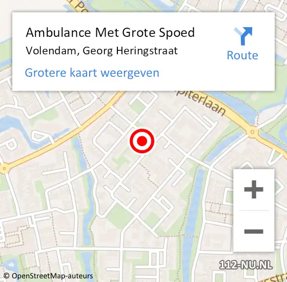 Locatie op kaart van de 112 melding: Ambulance Met Grote Spoed Naar Volendam, Georg Heringstraat op 11 april 2022 21:45