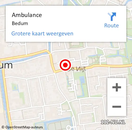 Locatie op kaart van de 112 melding: Ambulance Bedum op 11 april 2022 22:58