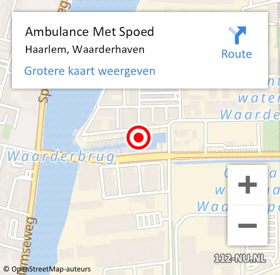 Locatie op kaart van de 112 melding: Ambulance Met Spoed Naar Haarlem, Waarderhaven op 12 april 2022 00:45
