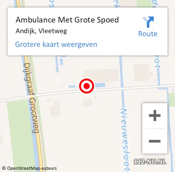 Locatie op kaart van de 112 melding: Ambulance Met Grote Spoed Naar Andijk, Vleetweg op 12 april 2022 04:35