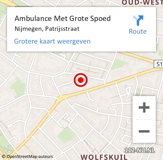 Locatie op kaart van de 112 melding: Ambulance Met Grote Spoed Naar Nijmegen, Patrijsstraat op 12 april 2022 05:07