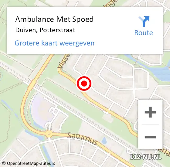 Locatie op kaart van de 112 melding: Ambulance Met Spoed Naar Duiven, Potterstraat op 12 april 2022 06:28