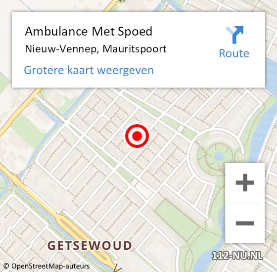 Locatie op kaart van de 112 melding: Ambulance Met Spoed Naar Nieuw-Vennep, Mauritspoort op 12 april 2022 08:44
