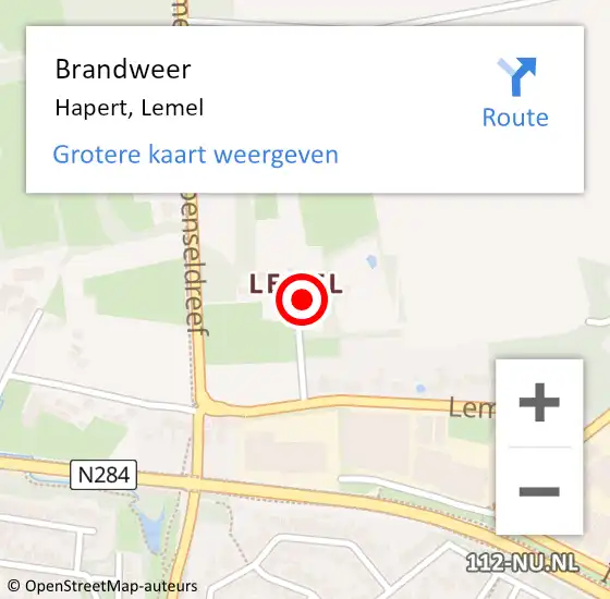 Locatie op kaart van de 112 melding: Brandweer Hapert, Lemel op 12 april 2022 09:31