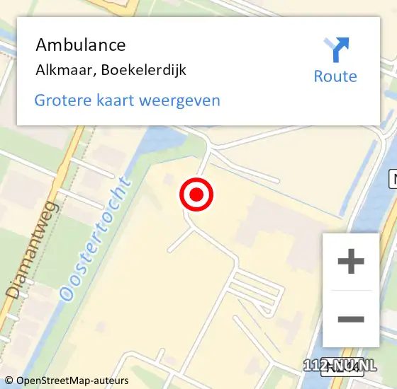 Locatie op kaart van de 112 melding: Ambulance Alkmaar, Boekelerdijk op 12 april 2022 10:18