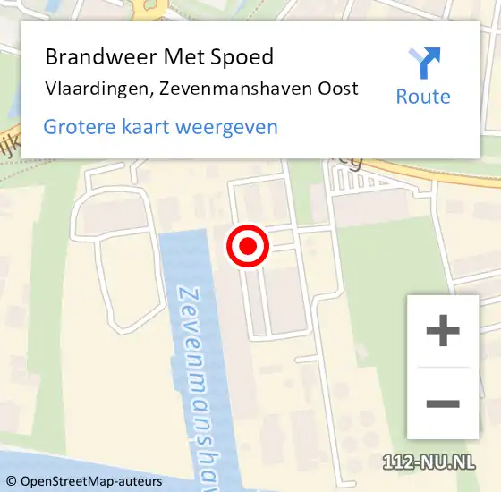 Locatie op kaart van de 112 melding: Brandweer Met Spoed Naar Vlaardingen, Zevenmanshaven Oost op 12 april 2022 13:07