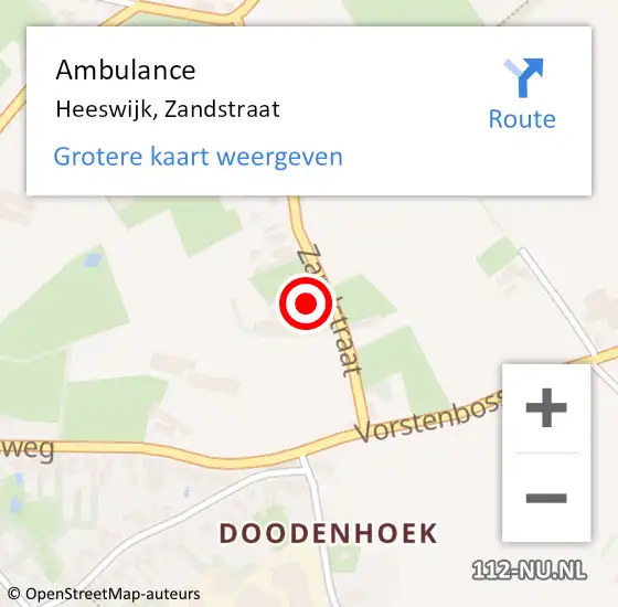 Locatie op kaart van de 112 melding: Ambulance Heeswijk, Zandstraat op 14 juli 2014 09:26