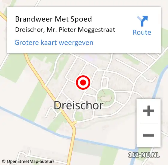 Locatie op kaart van de 112 melding: Brandweer Met Spoed Naar Dreischor, Mr. Pieter Moggestraat op 12 april 2022 14:23