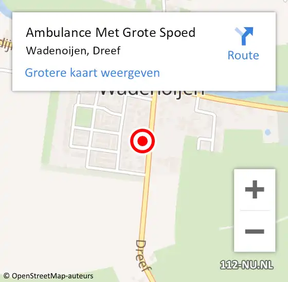 Locatie op kaart van de 112 melding: Ambulance Met Grote Spoed Naar Wadenoijen, Dreef op 12 april 2022 14:25