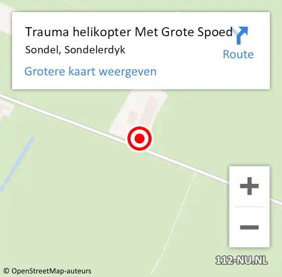 Locatie op kaart van de 112 melding: Trauma helikopter Met Grote Spoed Naar Sondel, Sondelerdyk op 12 april 2022 15:03