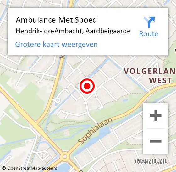 Locatie op kaart van de 112 melding: Ambulance Met Spoed Naar Hendrik-Ido-Ambacht, Aardbeigaarde op 12 april 2022 16:04