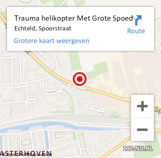 Locatie op kaart van de 112 melding: Trauma helikopter Met Grote Spoed Naar Echteld, Spoorstraat op 12 april 2022 16:10