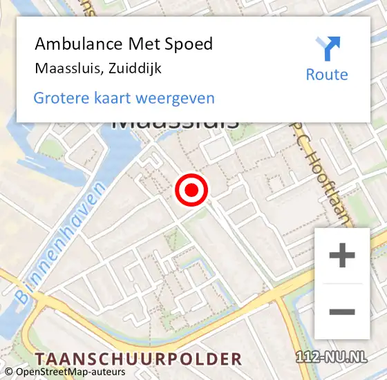 Locatie op kaart van de 112 melding: Ambulance Met Spoed Naar Maassluis, Zuiddijk op 12 april 2022 16:50