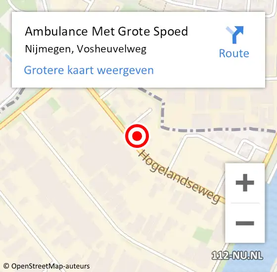 Locatie op kaart van de 112 melding: Ambulance Met Grote Spoed Naar Nijmegen, Vosheuvelweg op 14 juli 2014 09:48