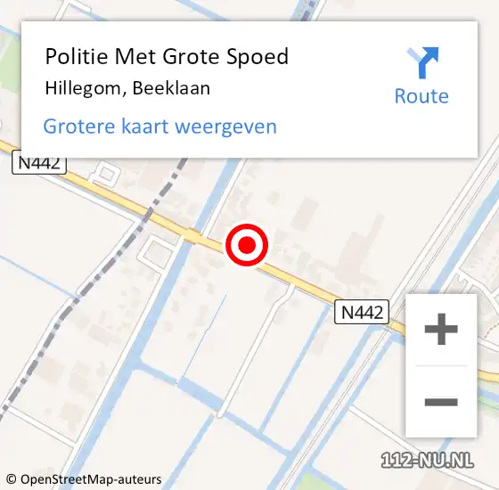 Locatie op kaart van de 112 melding: Politie Met Grote Spoed Naar Hillegom, Beeklaan op 12 april 2022 16:59
