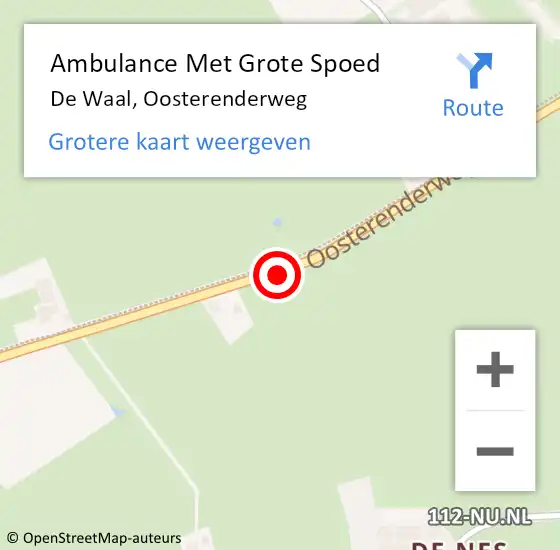 Locatie op kaart van de 112 melding: Ambulance Met Grote Spoed Naar De Waal, Oosterenderweg op 12 april 2022 18:48