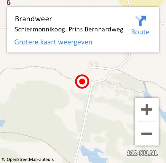 Locatie op kaart van de 112 melding: Brandweer Schiermonnikoog, Prins Bernhardweg op 12 april 2022 20:07