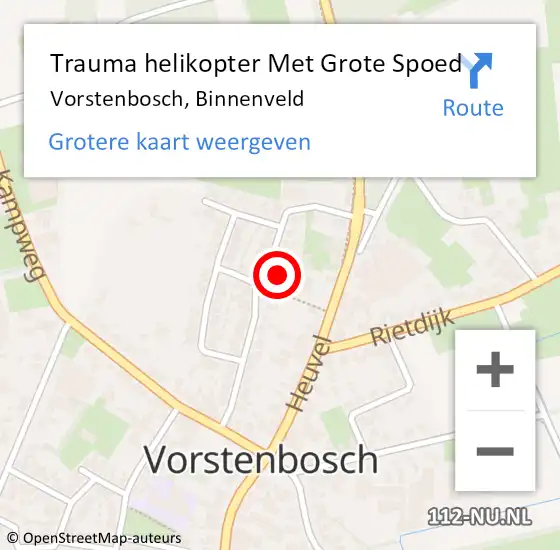 Locatie op kaart van de 112 melding: Trauma helikopter Met Grote Spoed Naar Vorstenbosch, Binnenveld op 12 april 2022 20:12
