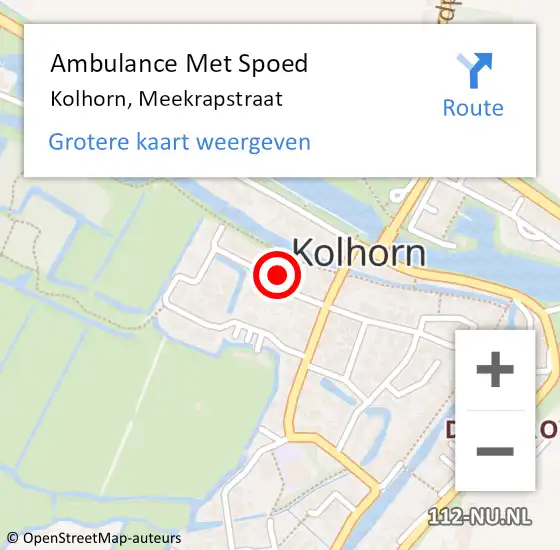 Locatie op kaart van de 112 melding: Ambulance Met Spoed Naar Kolhorn, Meekrapstraat op 12 april 2022 21:40
