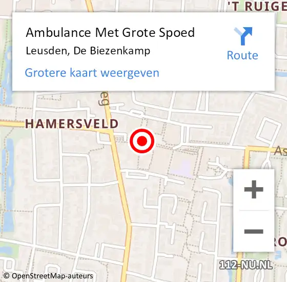 Locatie op kaart van de 112 melding: Ambulance Met Grote Spoed Naar Leusden, De Biezenkamp op 8 oktober 2013 10:00