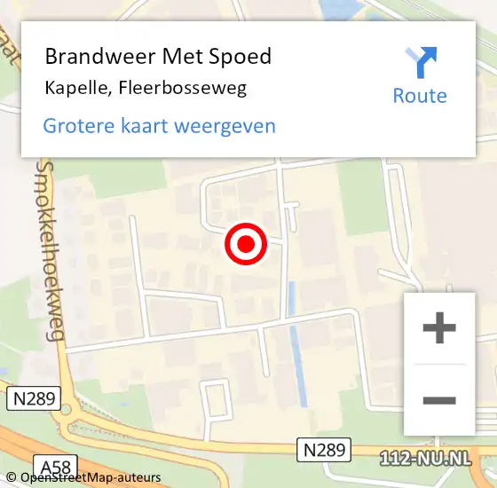 Locatie op kaart van de 112 melding: Brandweer Met Spoed Naar Kapelle, Fleerbosseweg op 13 april 2022 03:32