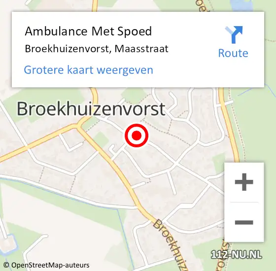 Locatie op kaart van de 112 melding: Ambulance Met Spoed Naar Broekhuizenvorst, Maasstraat op 8 september 2013 21:59