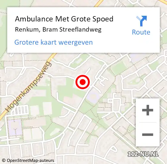 Locatie op kaart van de 112 melding: Ambulance Met Grote Spoed Naar Renkum, Bram Streeflandweg op 13 april 2022 07:01