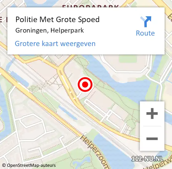 Locatie op kaart van de 112 melding: Politie Met Grote Spoed Naar Groningen, Helperpark op 13 april 2022 08:05