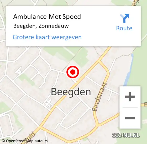 Locatie op kaart van de 112 melding: Ambulance Met Spoed Naar Beegden, Zonnedauw op 14 juli 2014 10:57