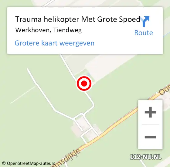 Locatie op kaart van de 112 melding: Trauma helikopter Met Grote Spoed Naar Werkhoven, Tiendweg op 13 april 2022 12:48