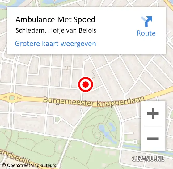 Locatie op kaart van de 112 melding: Ambulance Met Spoed Naar Schiedam, Hofje van Belois op 13 april 2022 14:16