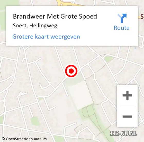 Locatie op kaart van de 112 melding: Brandweer Met Grote Spoed Naar Soest, Hellingweg op 13 april 2022 15:04
