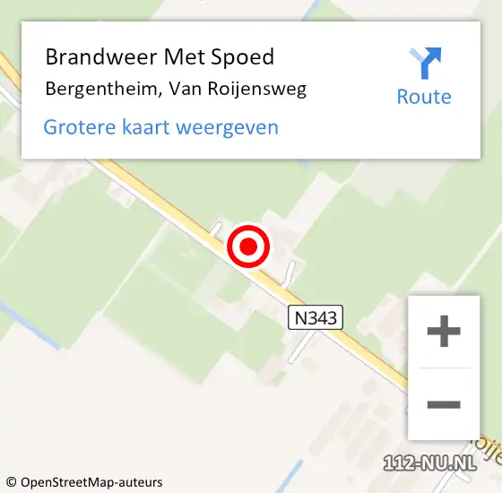 Locatie op kaart van de 112 melding: Brandweer Met Spoed Naar Bergentheim, Van Roijensweg op 13 april 2022 15:10