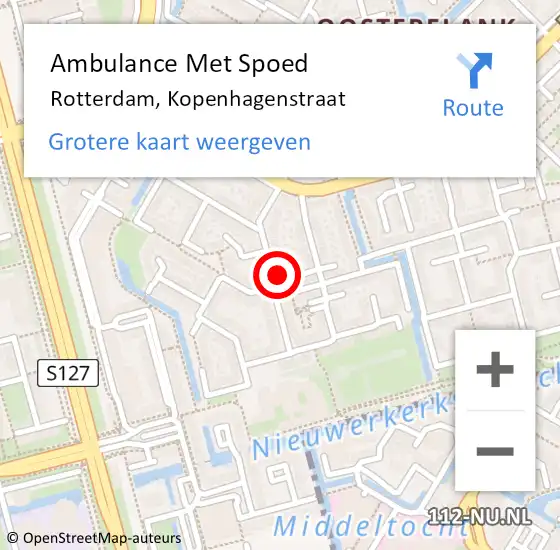 Locatie op kaart van de 112 melding: Ambulance Met Spoed Naar Rotterdam, Kopenhagenstraat op 13 april 2022 15:46