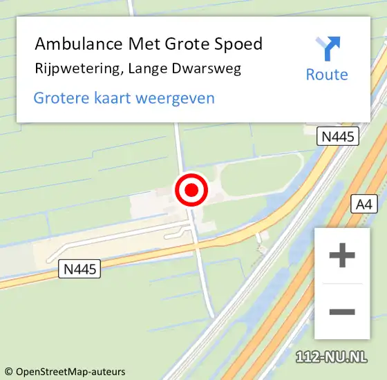 Locatie op kaart van de 112 melding: Ambulance Met Grote Spoed Naar Rijpwetering, Lange Dwarsweg op 13 april 2022 15:54