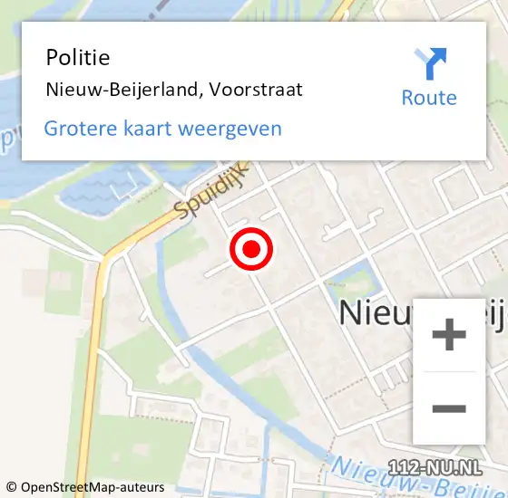 Locatie op kaart van de 112 melding: Politie Nieuw-Beijerland, Voorstraat op 13 april 2022 19:26