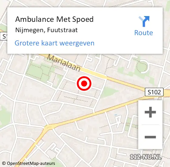 Locatie op kaart van de 112 melding: Ambulance Met Spoed Naar Nijmegen, Fuutstraat op 13 april 2022 20:25