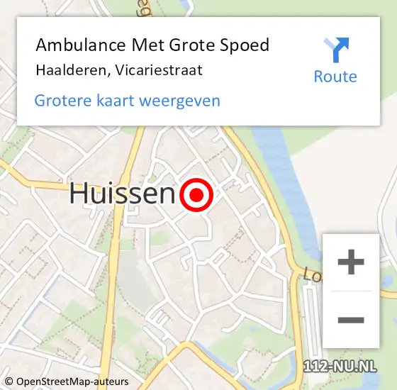 Locatie op kaart van de 112 melding: Ambulance Met Grote Spoed Naar Haalderen, Vicariestraat op 13 april 2022 21:29