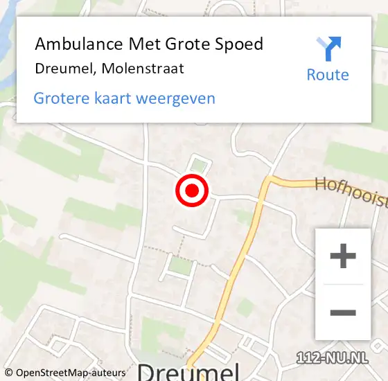 Locatie op kaart van de 112 melding: Ambulance Met Grote Spoed Naar Dreumel, Molenstraat op 13 april 2022 22:49