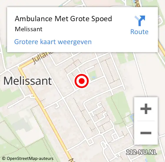Locatie op kaart van de 112 melding: Ambulance Met Grote Spoed Naar Melissant op 14 april 2022 08:55