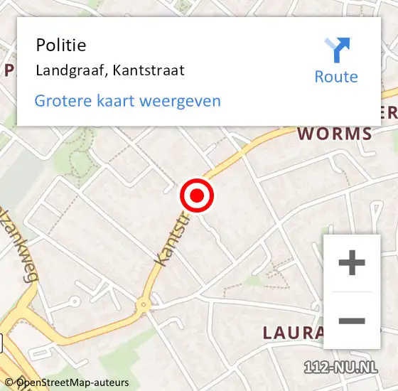 Locatie op kaart van de 112 melding: Politie Landgraaf, Kantstraat op 14 april 2022 08:57