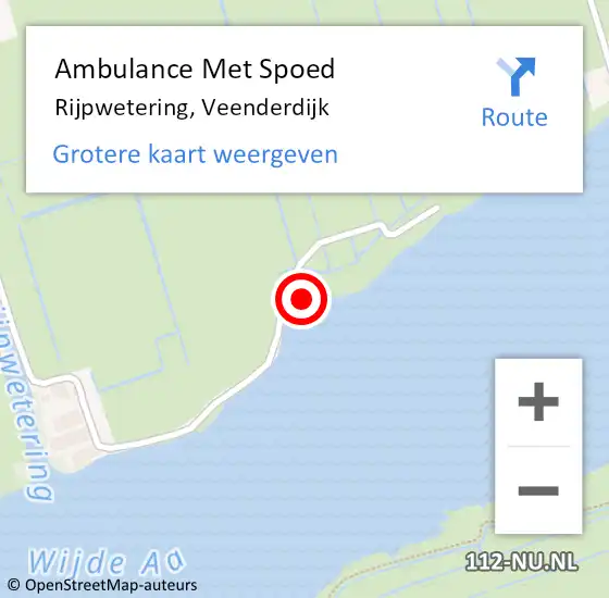 Locatie op kaart van de 112 melding: Ambulance Met Spoed Naar Rijpwetering, Veenderdijk op 14 april 2022 09:05