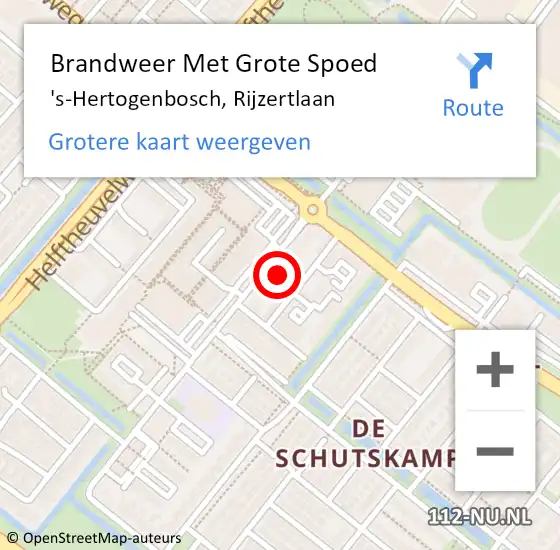 Locatie op kaart van de 112 melding: Brandweer Met Grote Spoed Naar 's-Hertogenbosch, Rijzertlaan op 14 april 2022 10:50