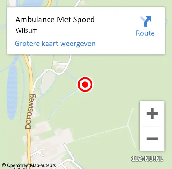 Locatie op kaart van de 112 melding: Ambulance Met Spoed Naar Wilsum op 14 april 2022 11:09