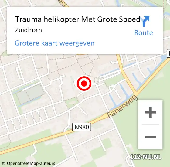 Locatie op kaart van de 112 melding: Trauma helikopter Met Grote Spoed Naar Zuidhorn op 14 april 2022 11:59