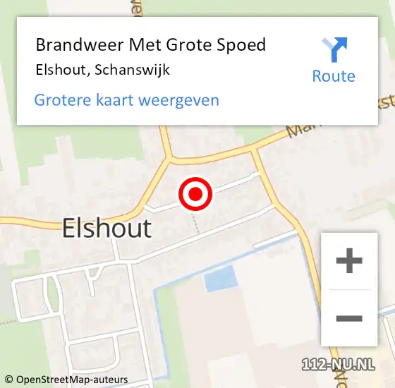 Locatie op kaart van de 112 melding: Brandweer Met Grote Spoed Naar Elshout, Schanswijk op 14 april 2022 12:21